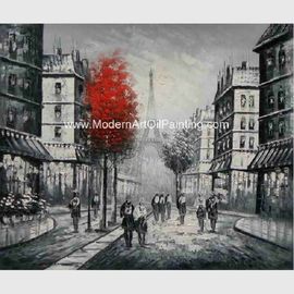 पेरिस पेंटिंग ब्लैक एंड व्हाइट, इंप्रेशन पैलेट नाइफ लैंडस्केप पेंटिंग